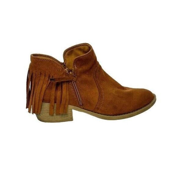 SEYCHELLES Womens‎ Ankle Boots Fringe Suede Booties Boho Side Zip Sz 7 - Picture 1 of 11